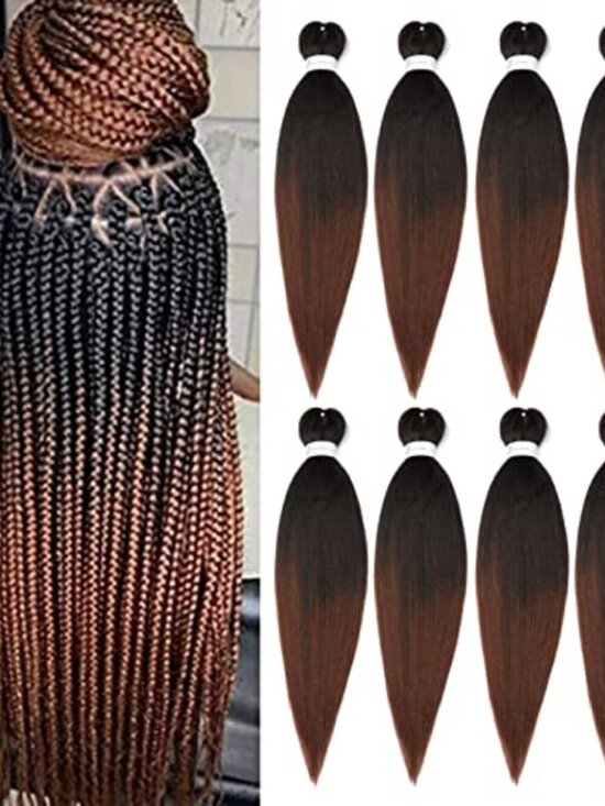 Braiding Hair Pre Stretched 24 Inch 8 Packs Ombre Braiding Hair Professional Sof